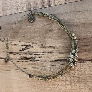 Pura Vida Green and Silver Beaded Bracelet